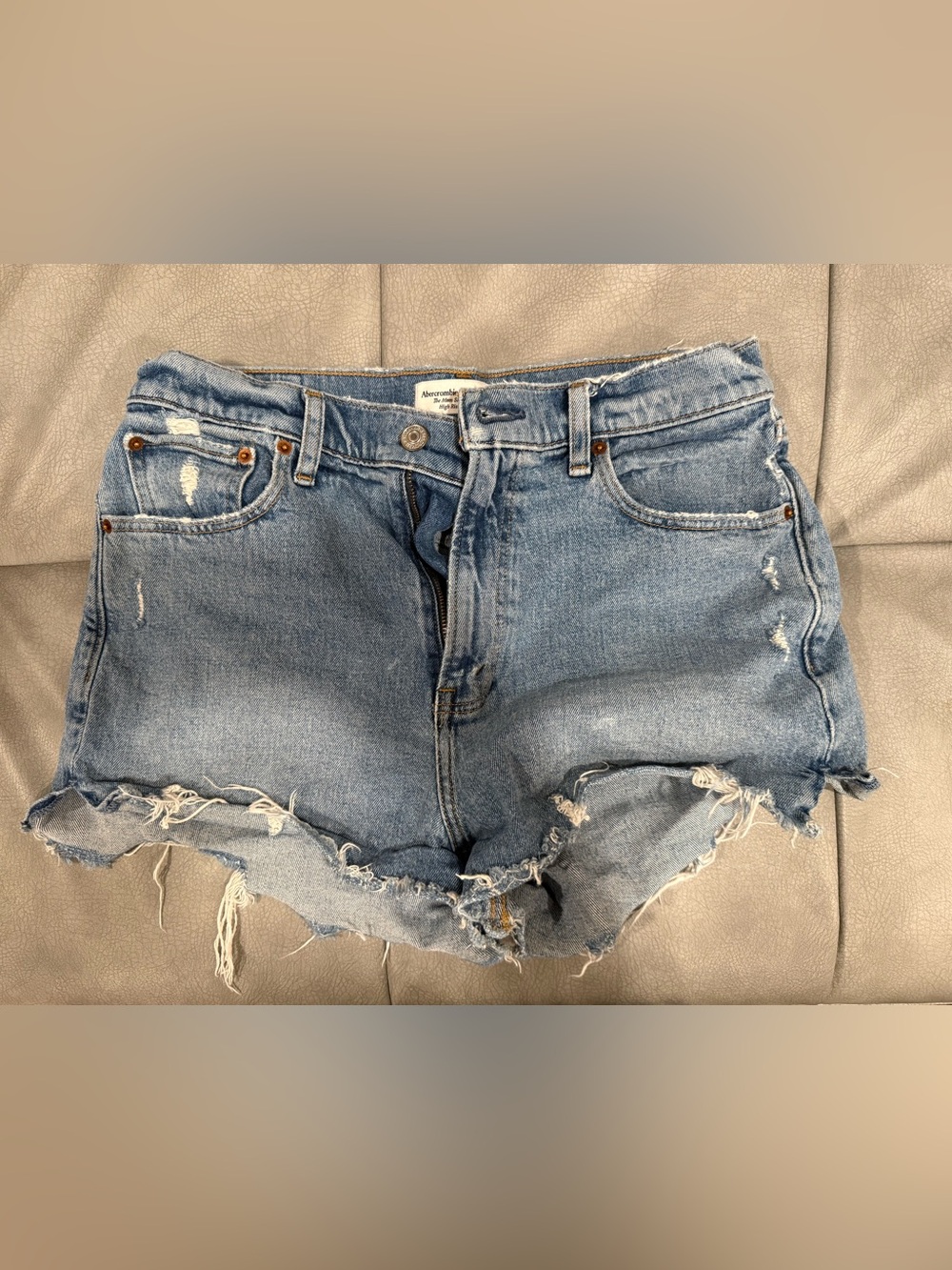 Abercrombie & Fitch Light Blue High-Rise Denim Shorts